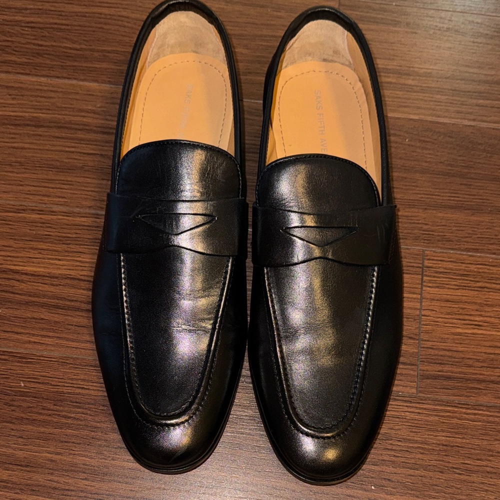 Saks Fifth Avenue Black Leather Loafers